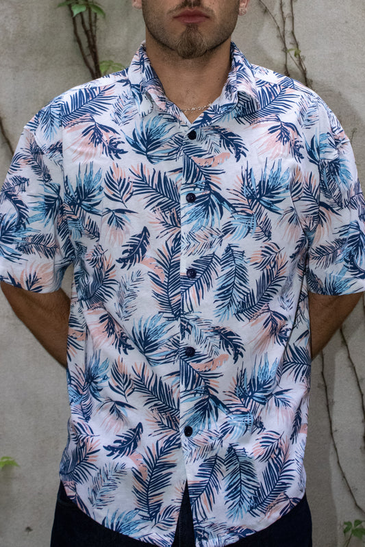 Camisa manga curta estampada palm leaf - DILE