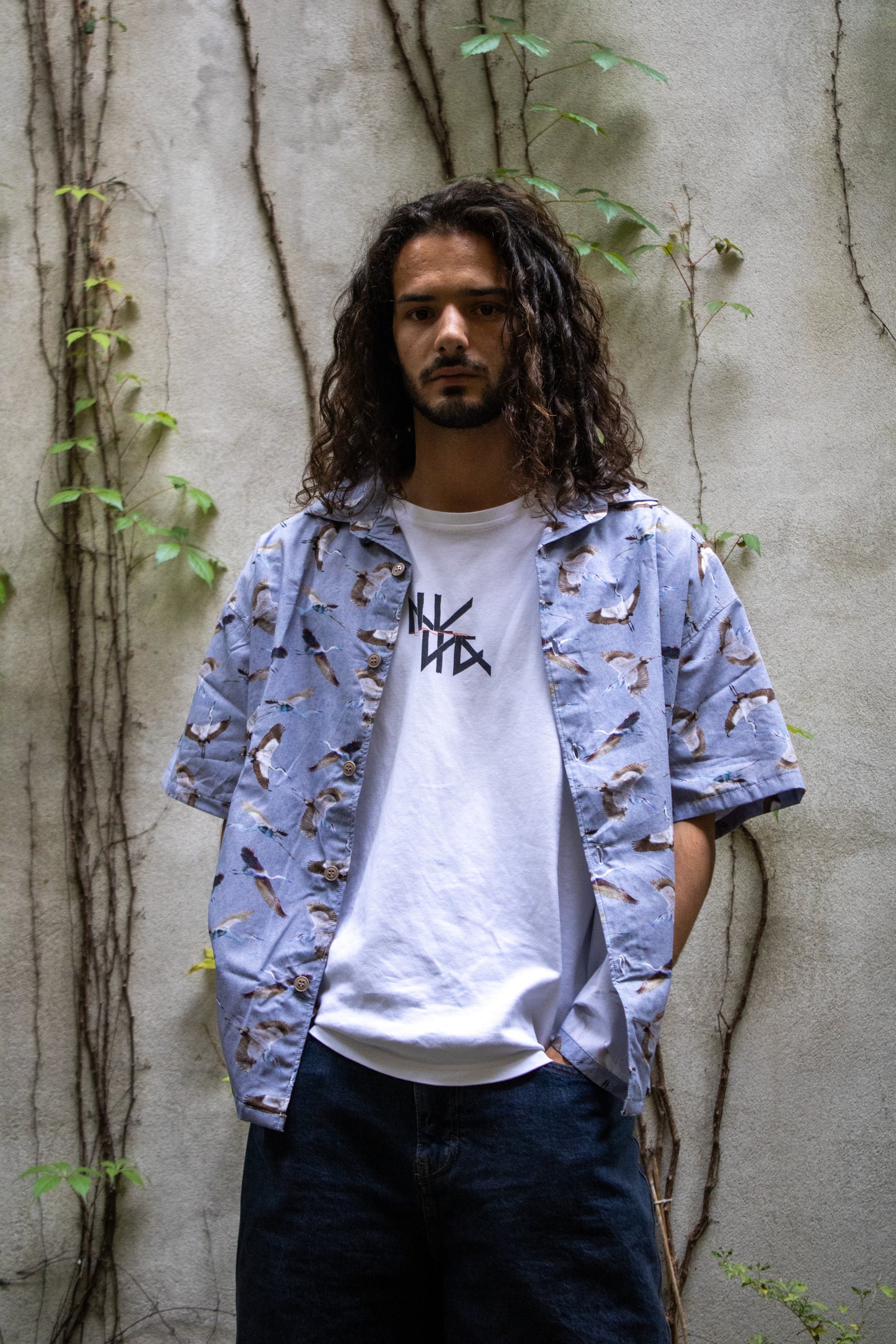 Camisa manga curta estampada birds
