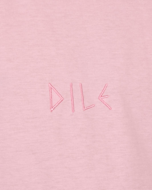 T-shirt oversize rosa com DILE bordado - dile